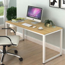 55 Inch Oak Top Desk With White Steel Frame For Home Office
