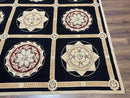 Large Needlepoint Rug 10x13, Panel Design, Black and Beige, Wool Needlepoint Carpet 10 x 13, English Garden, Handwoven Area Rug, Living Room