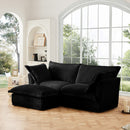 Slipcovered Sectional 2 Seater Sofa Couch with Convertible Ottoman, Wide and Deep Seat L Shaped Sofa with Detachable Cover and Soft Multiple Big Pillows,Black Corduroy Fabric