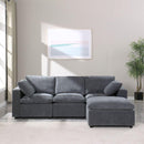 Modular Sectional Sofa, Convertible Sofa Couch, Modular Sectionals with Ottomans, 4Seat Sofa Couch with Reversible Chaise for Living Room. Chenille Grey