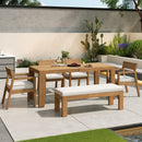 Outdoor Dining Set Rectangular Table With Umbrella Hole