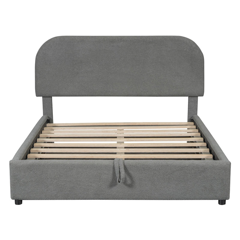 Walker Edison | Teddy Upholstered Full Size Platform Bed with Storage