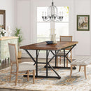Farmhouse 70.8 Inch Wood Dining Table With Metal Legs
