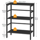 Three Tier Bookshelf Industrial Bookcase And Record Storage Rack With Side Fence Black Metal Frame Rustic Wood