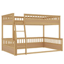 Full XL over Queen Bunk Bed with Ladder and Guardrails, Natural