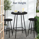 3 Piece Bar Height Patio Bistro Set Black Round Table With Backless Stools Patio Furniture Set