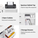 3 Drawer File Cabinet White Mobile Lateral Filing Cabinet With Lockable Top Drawer And Open Shelves For Home Office