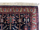 4x6 Vintage Handmade Wool Geometric Rug Organic Dyes Blue Red Hand-Knotted Rug