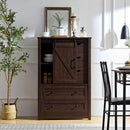 Espresso Dresser With FiveDrawers Sliding Barn Doors