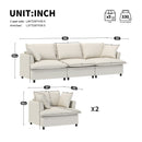 Modular Chenille Sectional Couch 3 Piece Living Room Sofa Set with Upholstered 3 Seater Sofa & 2 Armchairs in Beige