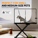 Professional Electric Dog Grooming Table - Heavy Duty, Height Adjustable Pet Grooming Table w/Leveling Wheels, Dog Grooming Arm, Anti Slip Tabletop & Tool Organizer/Dog Grooming Station (50', BLACK)