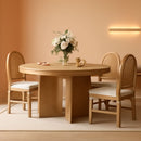 Retro Solid Wood Dining Set Natural Finish Extendable