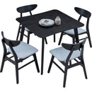 (1 Table with 4 Chairs)Wooden Dining Table Set, Modern Simple Design Square Kitchen Table and Fabric Upholstered Dining Chairs for Dining Room, Kitchen, Saving Space,BLACK
