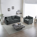 Grey Chenille 2 Piece Loveseat Armchair Set With Pillows