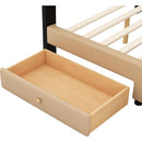Full Size Upholstery Platform Bed Frame with Cute Bear Shaped Headboard and Two Storage Drawers,Brown