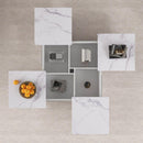 Square Marble Veneer Coffee Table Sliding Top with Storage in White 39.4"