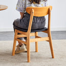 Cozy Natural Wood Color Rubberwood Dining Chair Set - 8 Pieces, Solid Wood and Rattan-Style Design, Small Curved Back, PU Cushion, And Beautiful Shape Match Perfectly With Any Room And Everyday Use.