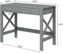 Home Office Desk Grey With Two Drawers Computer Table