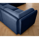 Stylish Blue Chenille 2-Seater Sofa with Ottoman Storage Seat, Cylindrical Backrest and Armrests, Modern Fabric Loveseat