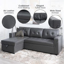 Sleeper Sectional Sofa With Convertible Bed In Dark Gray