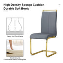 Modern Dining Chairs, PU Faux Leather High Back Upholstered Side Chair with Golden C-shaped Tube Metal Legs for Dining Room,Kitchen(Set of 2 )(DARK GRAY+PU)W1151104365