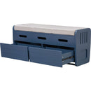 Rustic Storage Bench with 2 Drawers, Hidden Storage Space, and 3 False Drawers at the Top, Shoe Bench for Living Room, Entryway (Navy)
