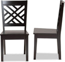 Caron Dark Brown Wood Dining Chairs Set Two Piece Collection