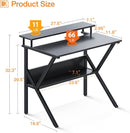 Compact Computer Desk With Monitor Stand 27.5 Inch Black