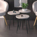 Grey Marble Nesting Tables Set Of 3 Modern Round End Tables