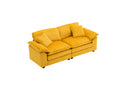 Corduroy 2-seats sofa With 2 back pillows,2 toss pillows and two ottoman,Comfy Sofa- Deep Seat Couch for Living Room,Yellow