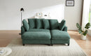 Upholstered Sectional Sofa with Movable Ottoman and Storage in Green Chenille, 83 Inch