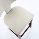 Mid Century Modern Counter Height Bar Stools Set of 2, Farmhouse Linen Fabric Upholstered Accent Chair Curved Backrest with Copper Nails around,Kitchen Chairs with Hardwood Frame, Beige