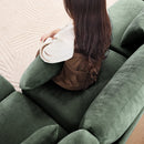 Elegant Green Chenille Two-Seater Sofa with Ottoman & Lumbar Pillows, Ergonomic Design, Easy Install
