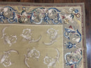 Vintage Aubusson Flatweave Area Rug 9x12, Aubusson Weave, Wool, Beige, Handmade, French European Design, 8'9" x 11'9"