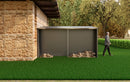 New Outdoor Storage Shed has two Functions:Metal shed and Firewood Shed 14 ft x 12 ft,Grey