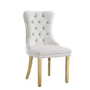 Elegant White Velvet Dining Chairs with Gold Mirrored Finish Legs - Set of 2, 19.7'L x 24'D x 36.2'H, Luxurious Dining Room Charm