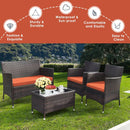 Rattan Patio Set With Cushioned Chairs And Glass Table
