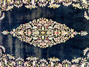 Antique Persian Kirman Rug 5x8, Floral Kirman, Midnight Blue/Black, Semi Open Field, Handmade Vintage Wool Carpet