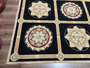 Large Needlepoint Rug 10x13, Panel Design, Black and Beige, Wool Needlepoint Carpet 10 x 13, English Garden, Handwoven Area Rug, Living Room