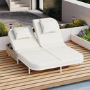 Outdoor Daybed, Patio Rattan Daybed with 5-Position Adjustable Backrest and Removable Cushions & Pillows for Garden, Backyard, Poolside