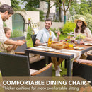 7 Piece Patio Dining Set Acacia Wood Table Black Rattan