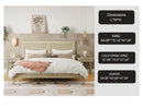 Solid Wood Platform Queen Bed With Rattan