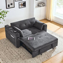 54" Pull-Out Sleeper Sofa Bed Double Seat Recliner Sofa Bed with Armrests with Storage and Side Pockets, Adjustable Backrest and Lumbar Pillow for Apartments, Living Rooms, etc. with USB Power Outlet