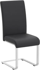 Leather Upholstered Dining Chairs Set Of 2 With Metal Legs Black