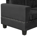 Modern Sectional Sofa with Storage Ottoman, L-Shape Couch with 2 Pillows and Cup Holders, Black Velvet, 105'