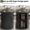 47 Inch Round Dining Table For 4 With Storage Shelf Black