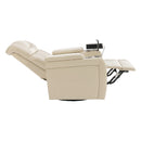 Home Theater Recliner with 270 Degree Swivel, PU Leather, Power Recliner with Tray Table, Phone Holder, Cup Holder, USB Port, White