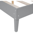 Queen Size Solid Wood Bed Frame with 2 Nightstands, Elegant Design with Lamps, Rattan and Wood Combination,Gray