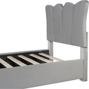 Twin Size Upholstered Platform Bed Velvet Upholstered Bed, Gray