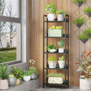 5 Tier Bookshelf With Drawer Black In Modern Rustic Style
